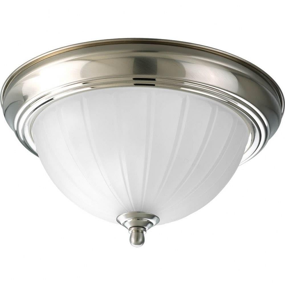 Progress Lighting P3816-09 1-Light Close-To-Ceiling With Etched Ribbed Glass, Brushed Nickel