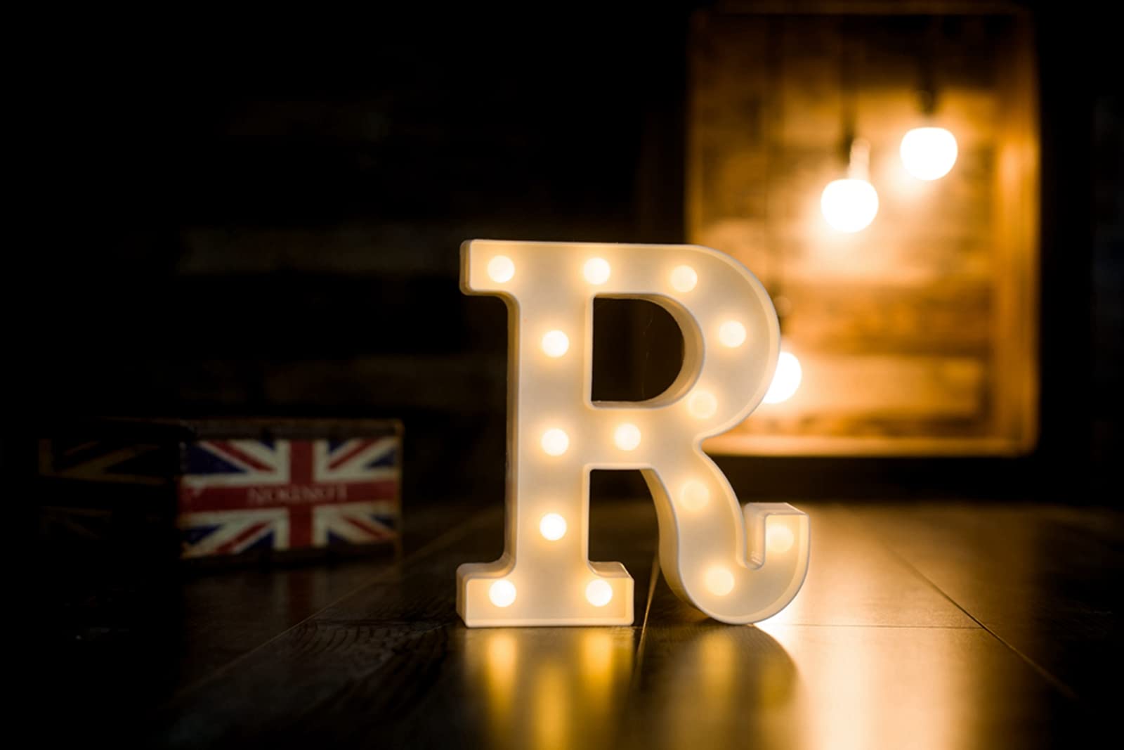 Foaky Led Letter Lights Sign Light Up Letters Sign For Night Light Wedding/Birthday Party Battery Powered Christmas Lamp Home Bar Decoration(R)