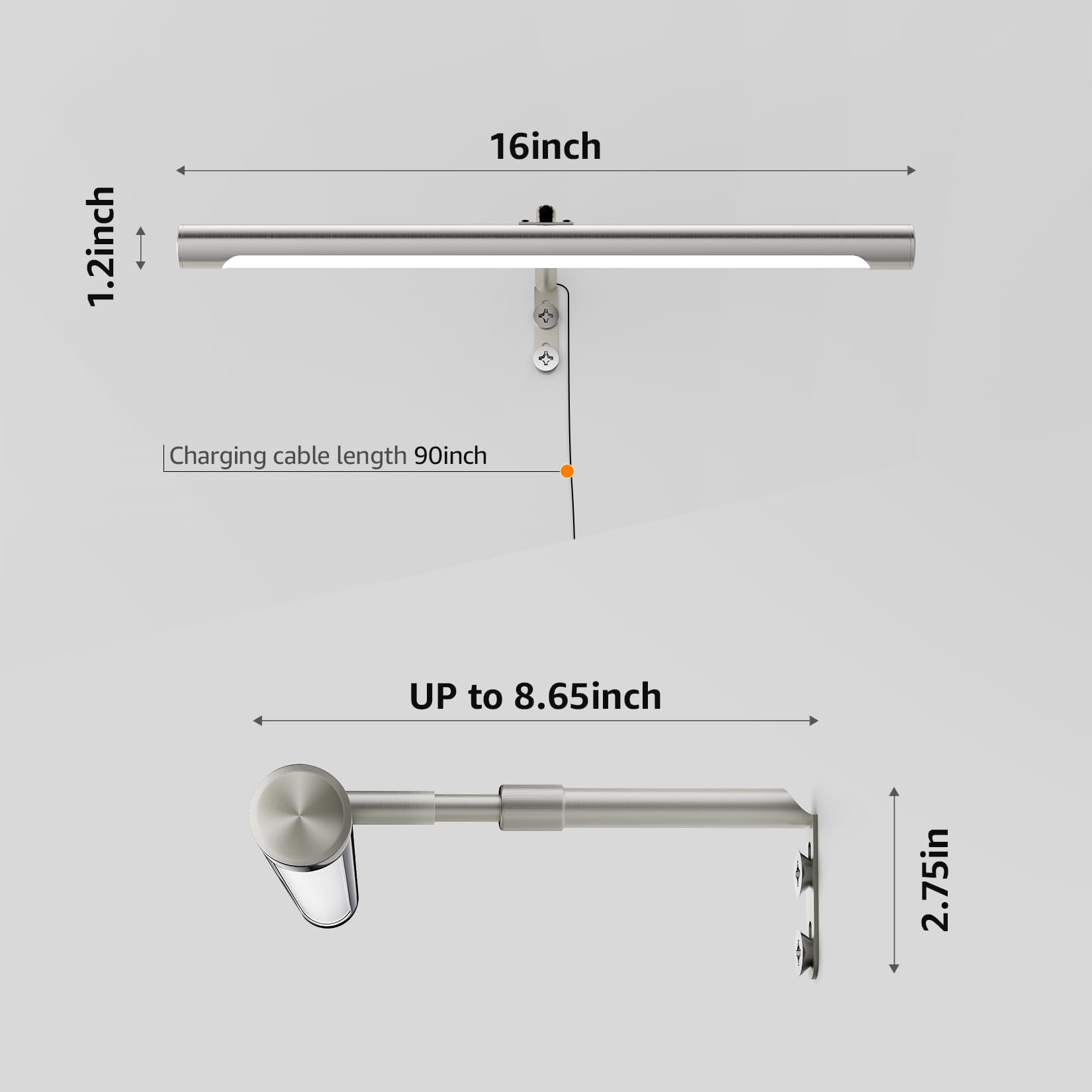 Coinmit 16" Adjustable LED Picture Light with Remote Control, Nickel Finish for Art Display, Model 9952