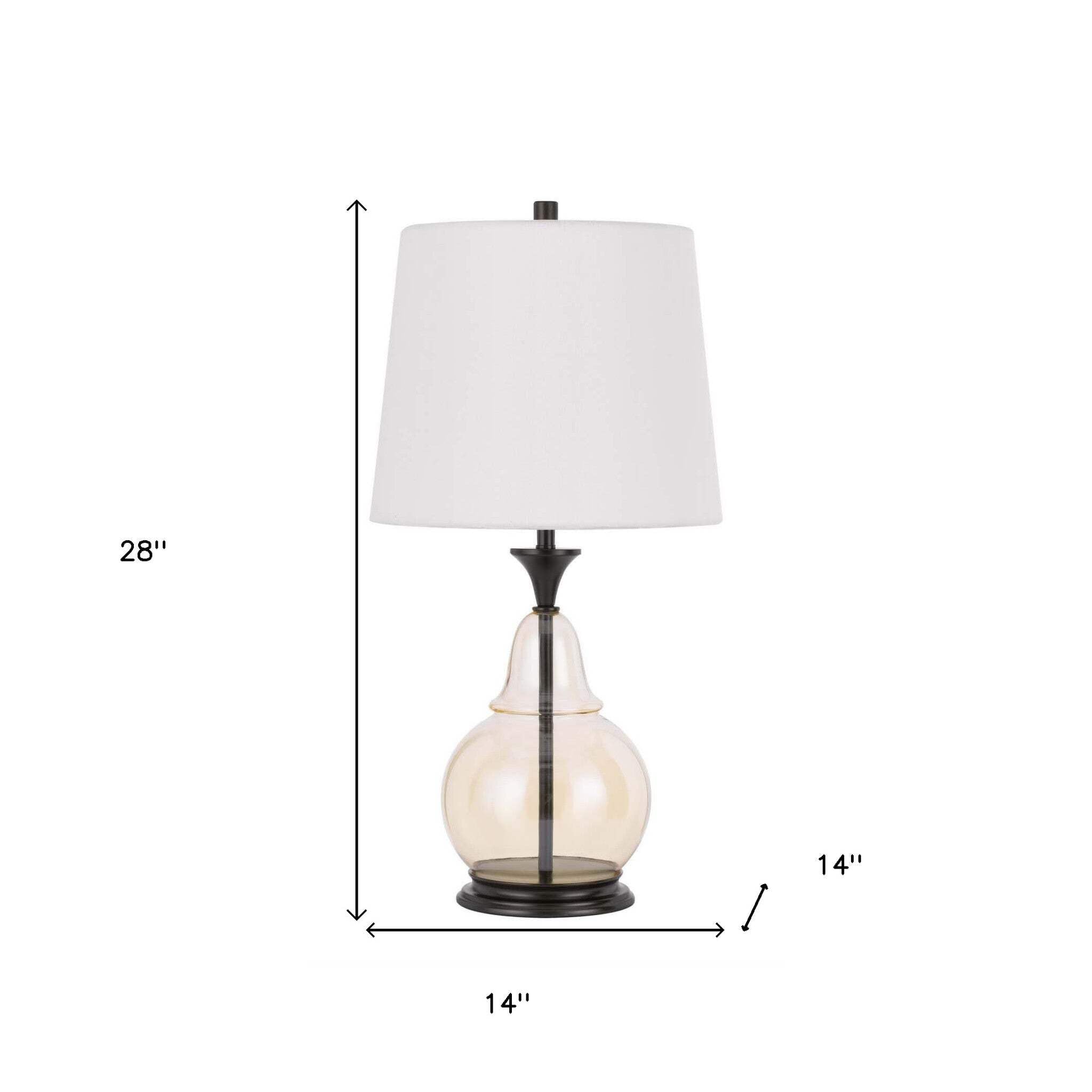 HomeRoots Metal Table Lamp with White Empire Shade, 28 in., Model 524721