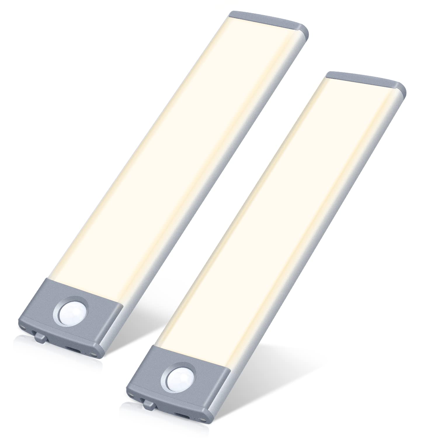 Hiboitec Led Under Cabinet Lighting, Motion Sensor, 30 Leds, Warm White, Rechargeable, 2-Pack