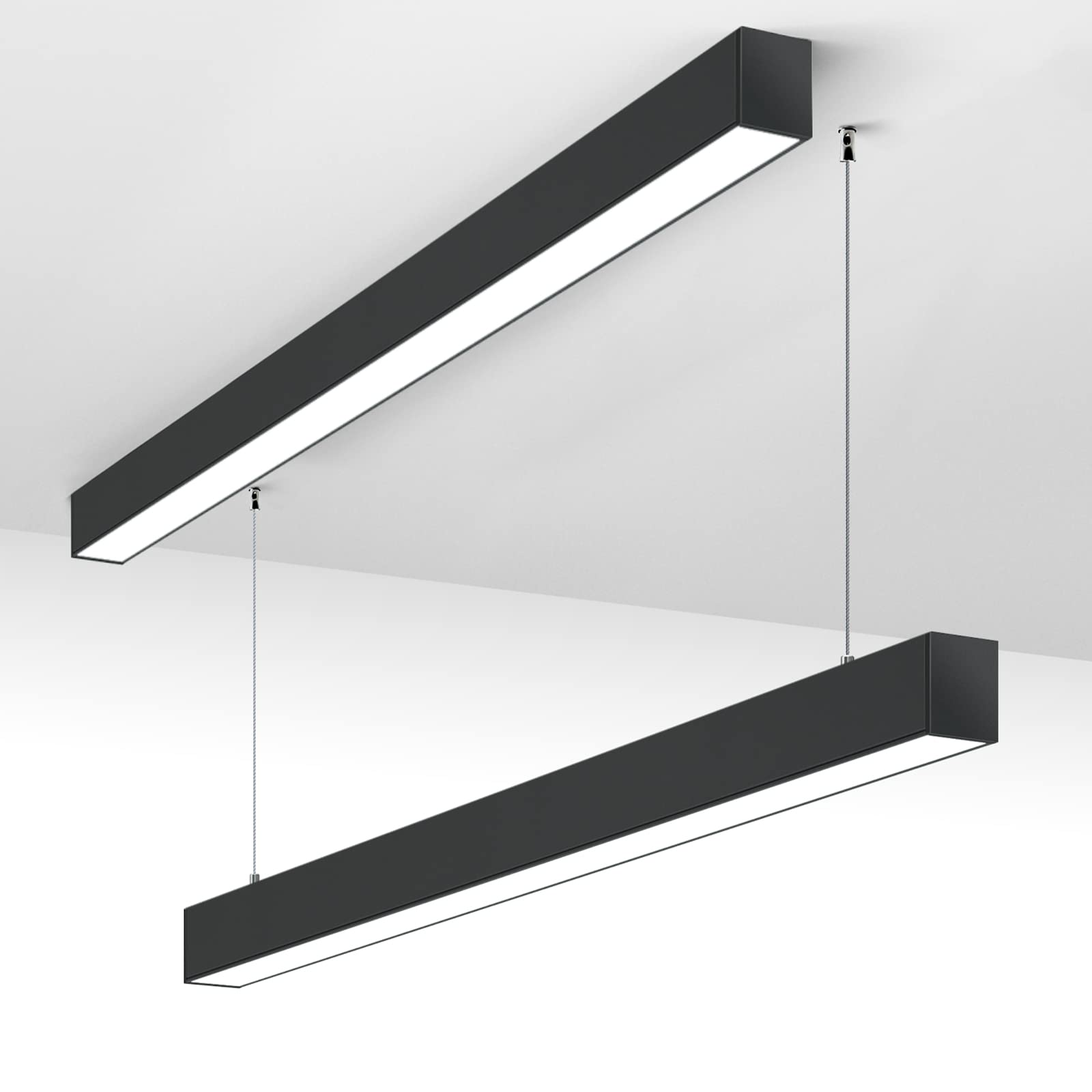 Barrina LED Linear Light, 4FT 0-10V Dimmable Suspended Lighting, 2700K 4000K 5000K CCT Selectable, 45W Linkable Shop Light Fixtu