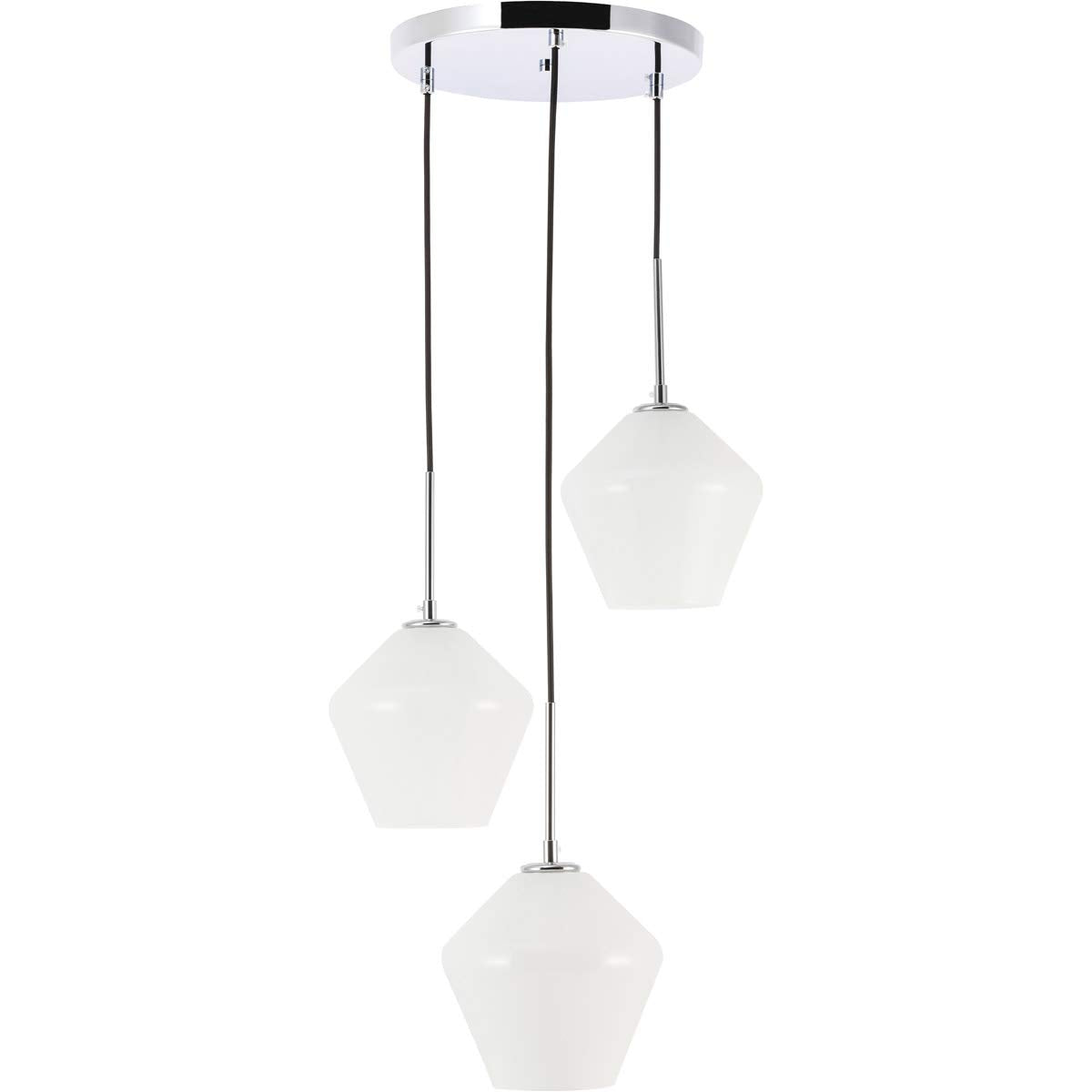 Living District 3-Light Modern Chrome Pendant - Elegant White Glass Ceiling Light Fixture