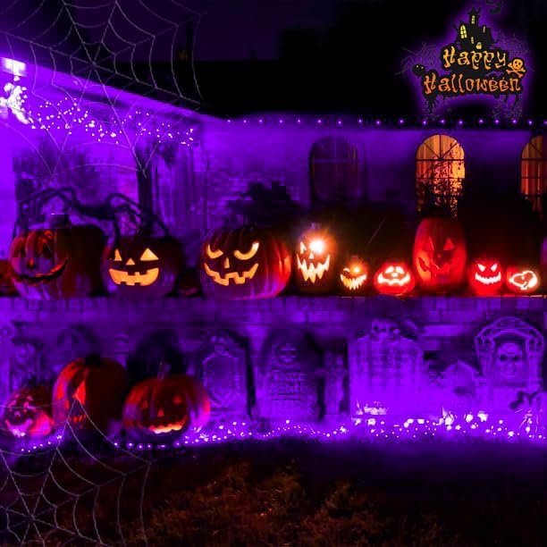 Qitong 66Ft Purple Solar Fairy Lights, 200 Led, Waterproof, 8 Modes For Garden & Patio Decor