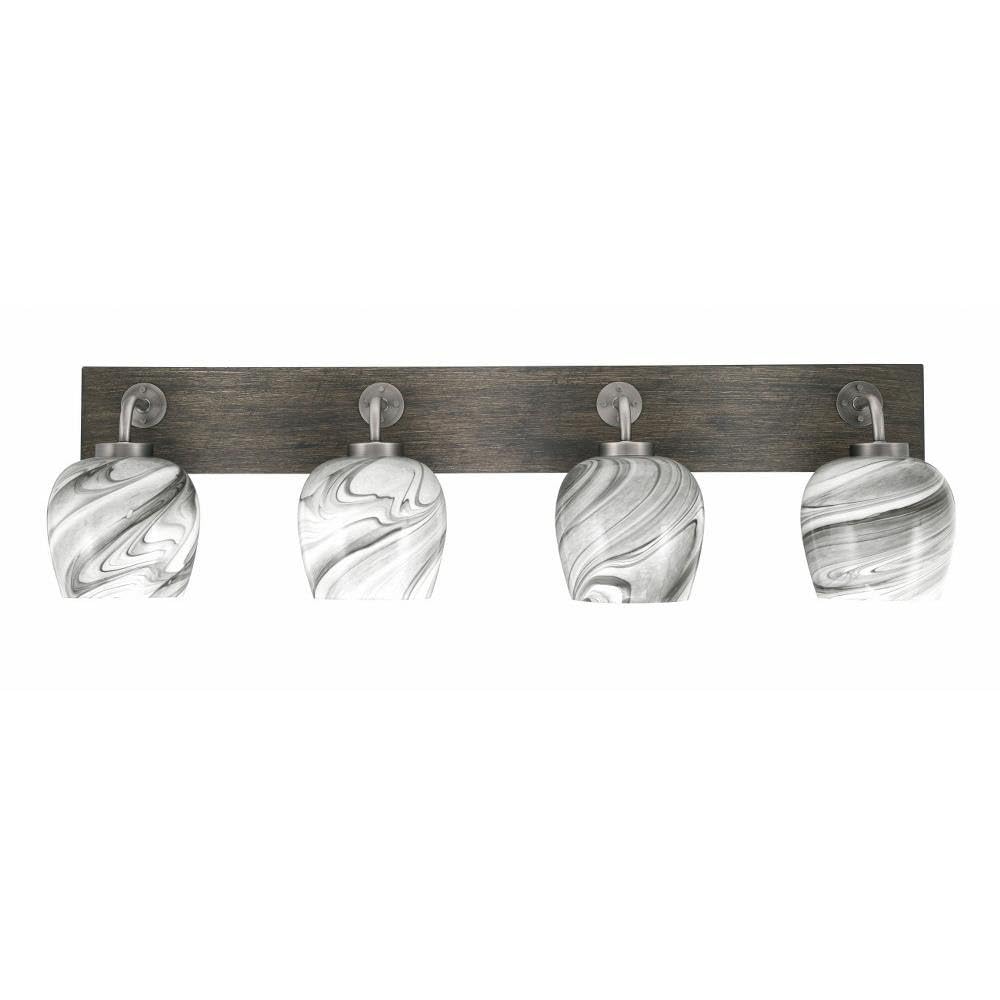 Toltec Lighting 1774-Gpdw-4819 Oxbridge - 4 Light Bath Bar-9.75 Inches Tall And 36.5 Inches Length, Finish Color: Graphite/Painted Distressed Wood-Look Metal, Glass Color: Onyx Swirl