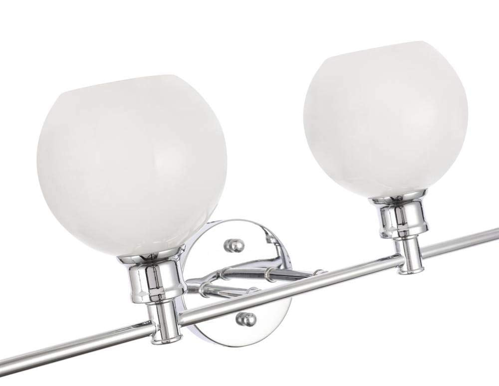Living District Collier 4-Light Metal Wall Sconce in Chrome and Frosted White