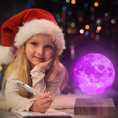 Vgazer Floating Moon Lamp, 16 Colors 20 Models Levitating Moon Lamp Light Spinning Freely,Magnetic Levitation Novelty Lighting F