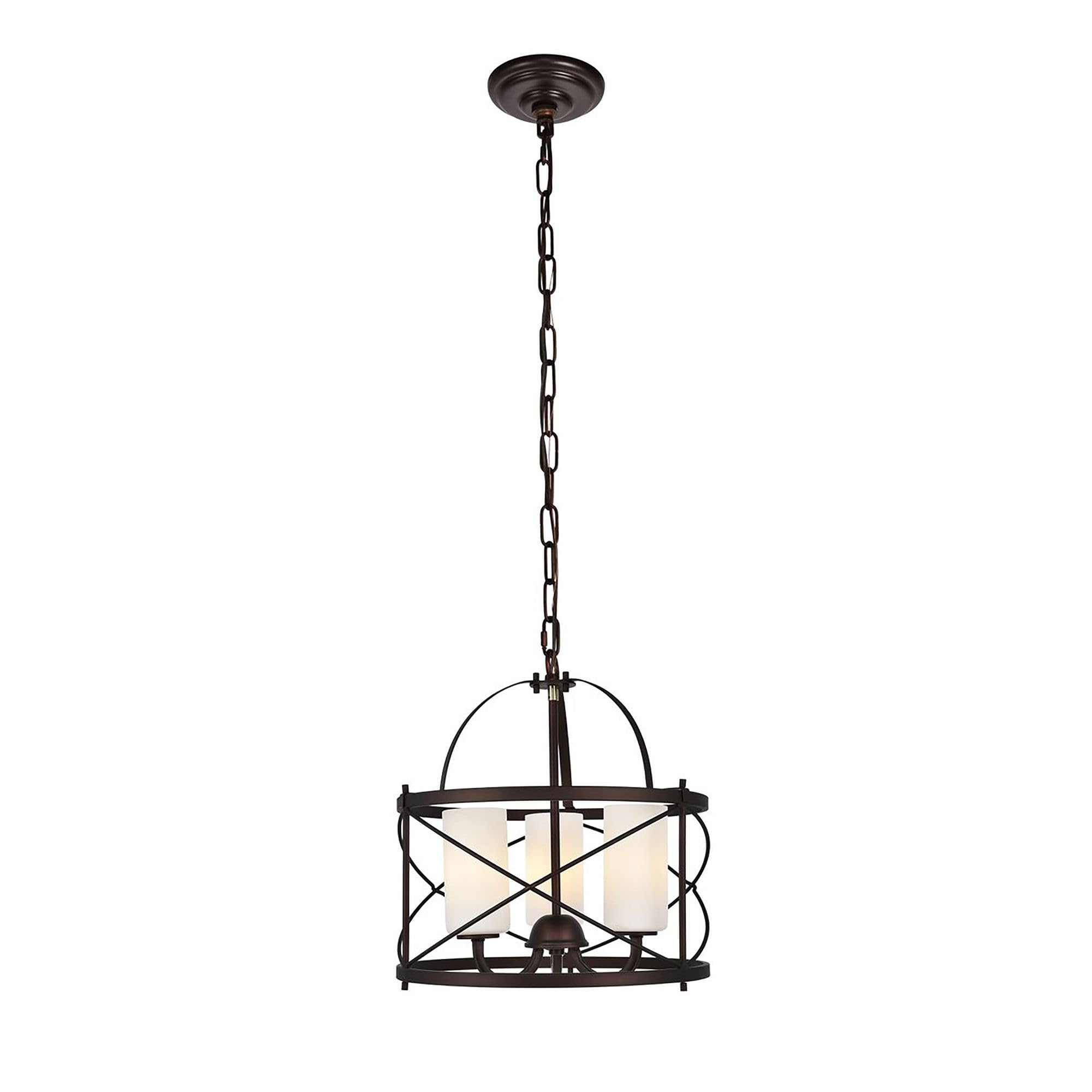 Elegant Lighting Living District Indoor Modern Home Decorative Bright Ceiling Wren Collection Pendant D15.8 H17.3 Lt:3 Dark Copper Brown and Frosted White Finish