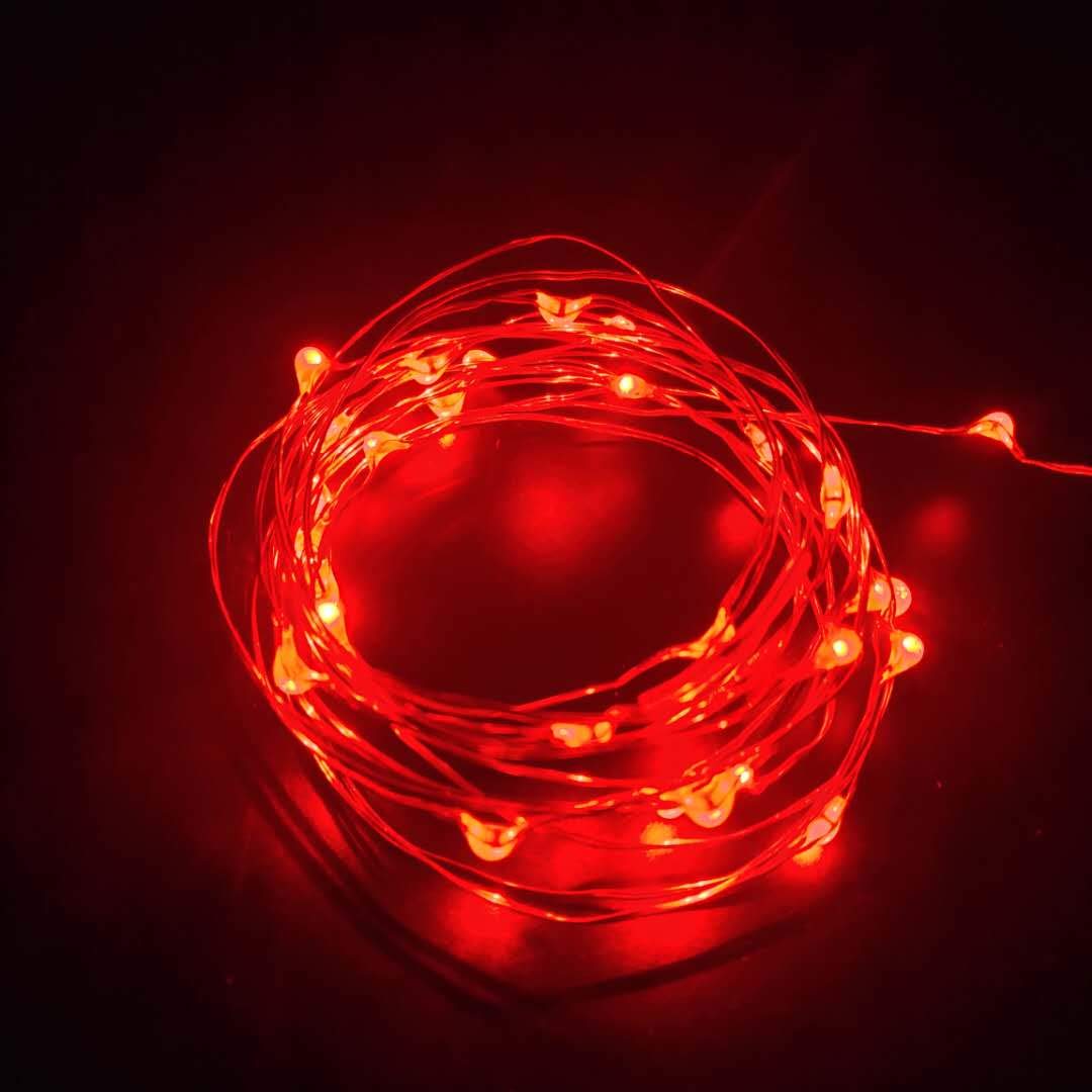 Yongzhenlite 4 Pack Battery Operated LED Fairy Lights, 10 Feet, Red, Copper Material, Indoor Mini Lights with Timer Function
