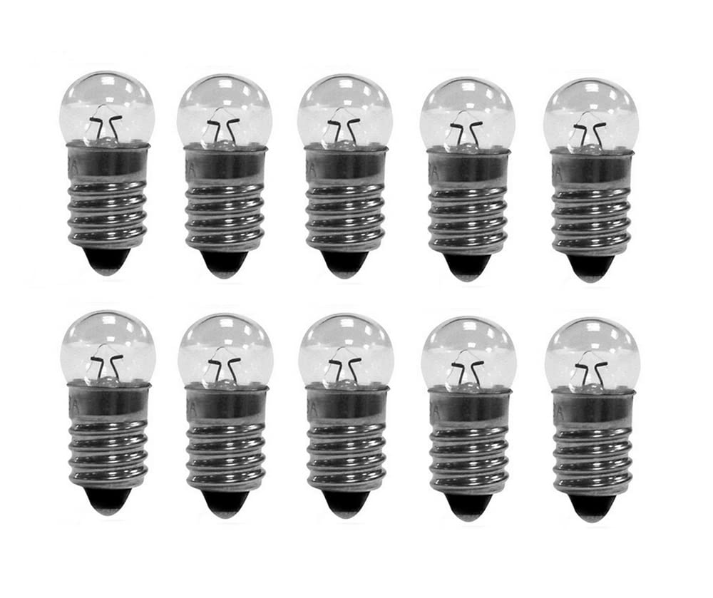 10X E10 Miniature Screw Base Light Bulbs 1.5V To 12V Flashlight Lamp Mini Light Bulbs (1.5, Volts)