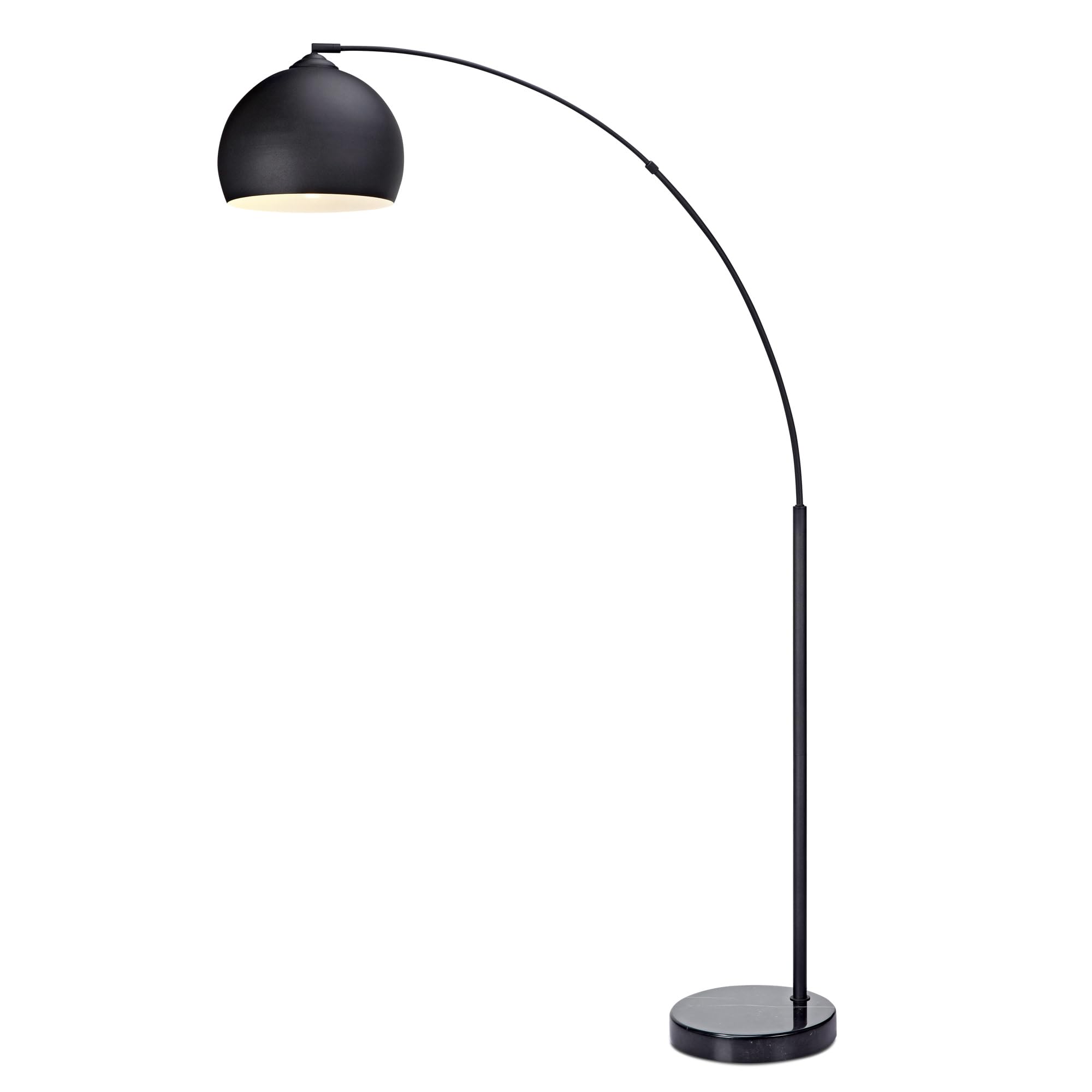 Teamson Home Arc Floor Lamp, 66.93in Iron, Black Faux Marble Base, Black Bell Shade, Model VN-L00013