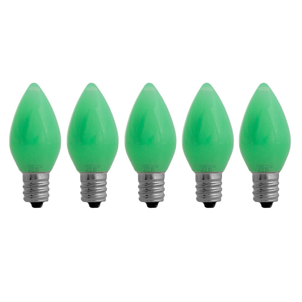 EZLS C7 Green Opaque SMD LED Bulbs - 5 Pack Smooth Lens Green Opaque C7 Replacement Bulbs