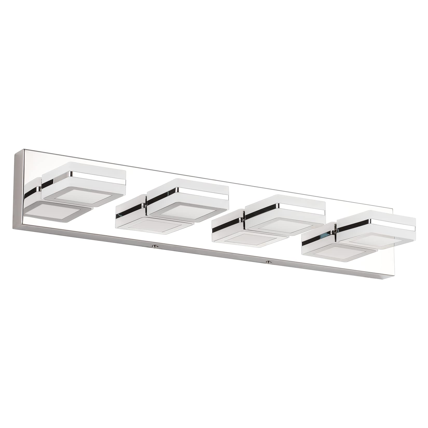 Ralbay Modern LED Bathroom Vanity Lights, 4 Light, Chrome, Stainless Steel, Model 8596, Rotatable Over Mirror Lighting