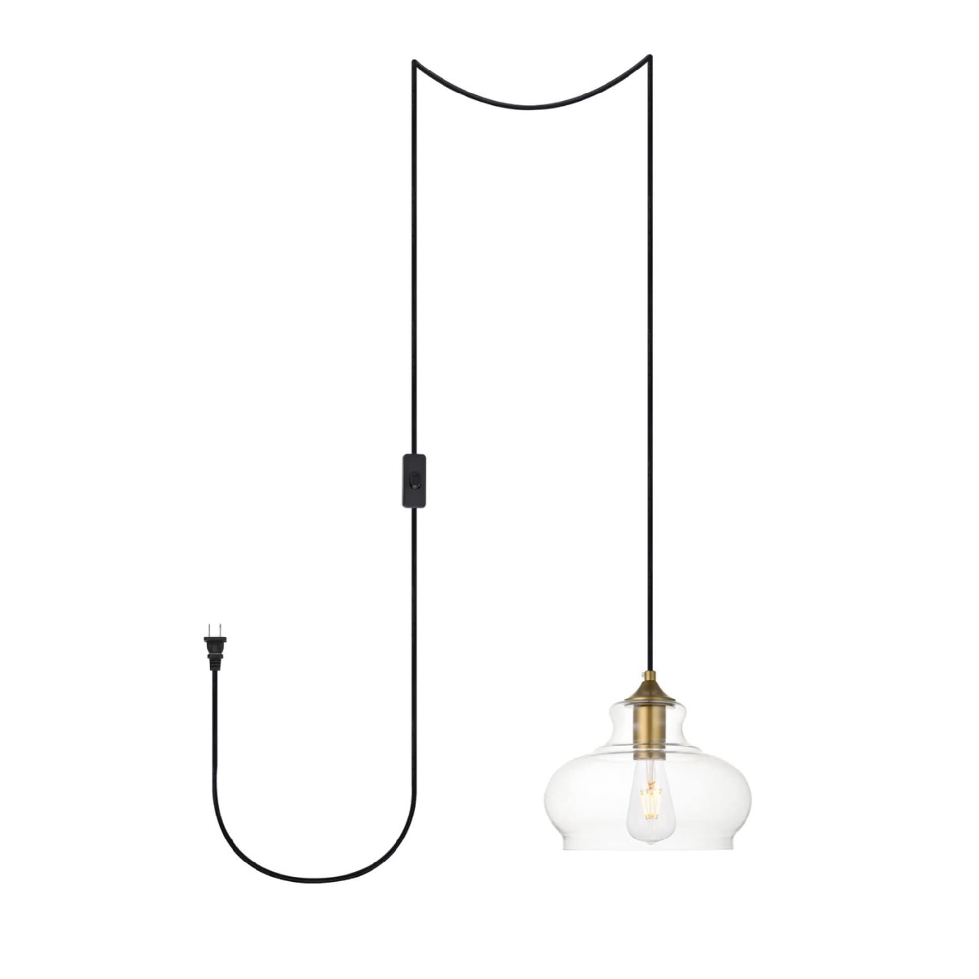 Living District Destry 1-Light Mid-Century Metal Pendant in Brass Finish