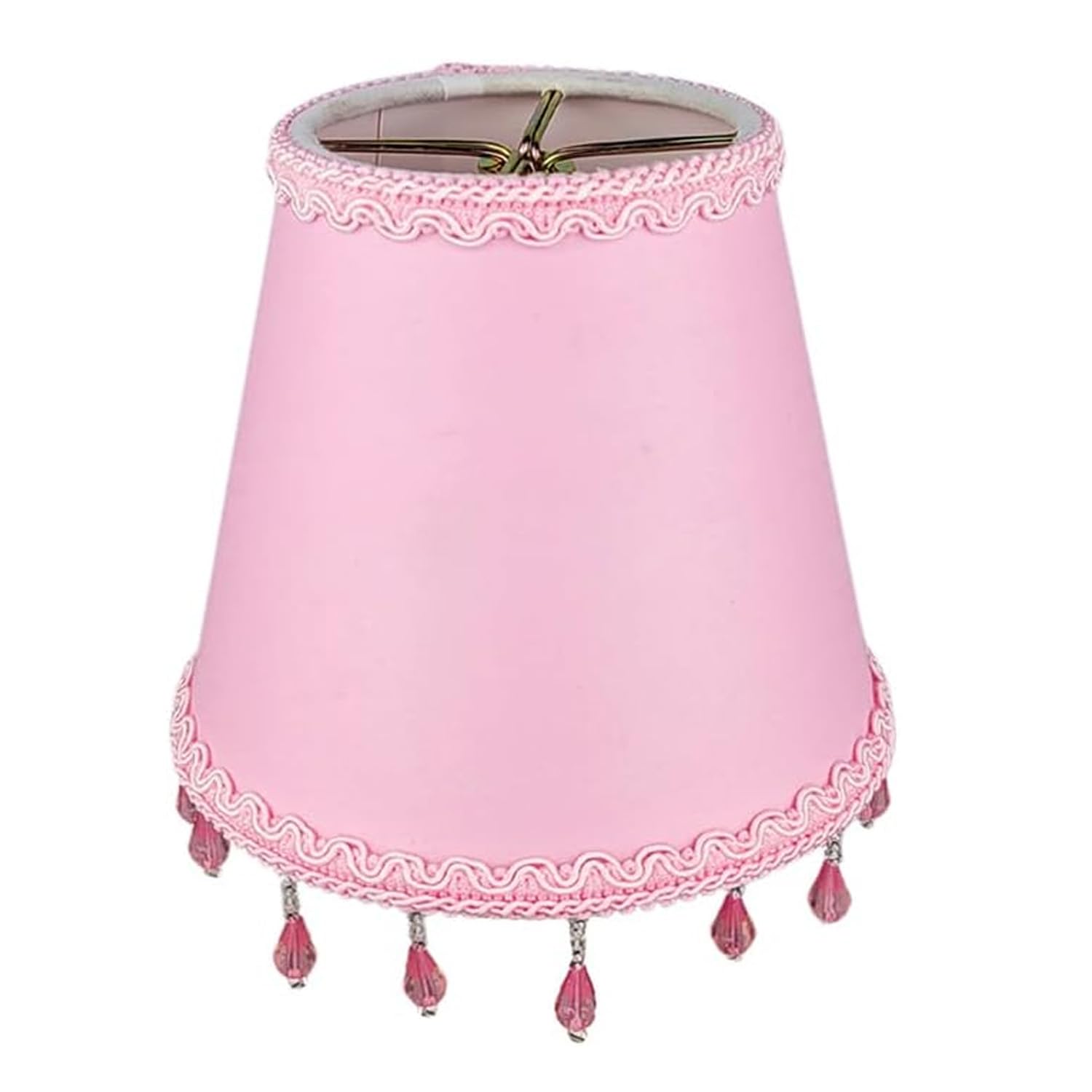 Royal Designs, Inc. Beaded Empire Chandelier Lamp Shade with Decorative Trim, 3 x 5 x 4.5 inch, Clip-On, Pink, Single