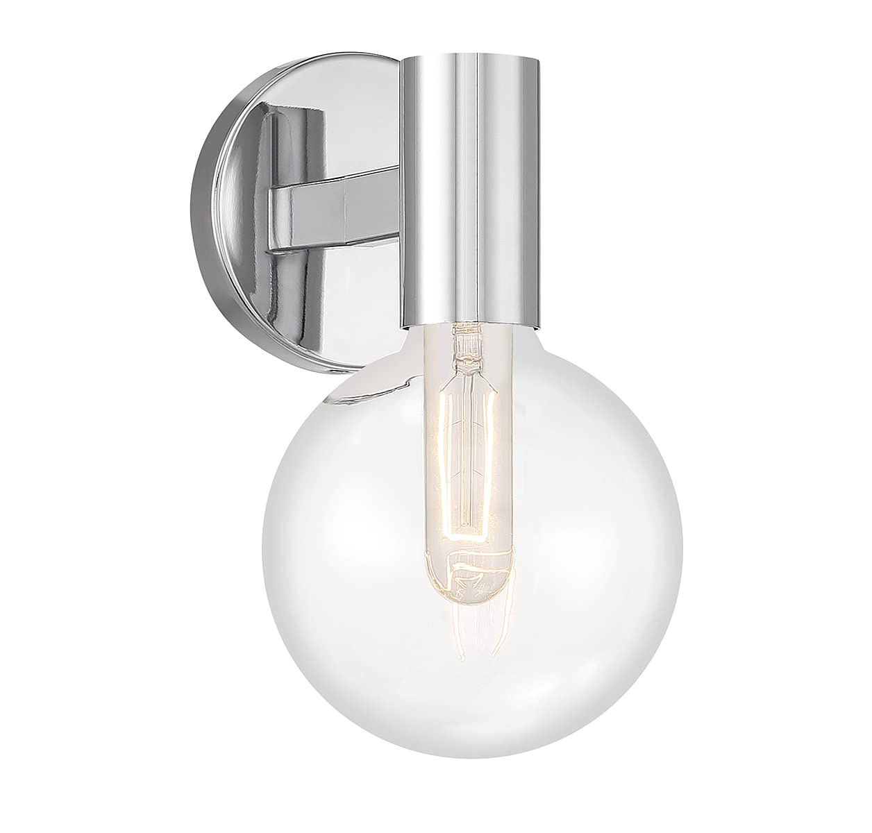 Savoy House 9-3076-1-11 Wright Modern Vintage Clear Glass Orb Wall Sconce, 1-Light 60 Watt, 10 H x 6 W, Chrome