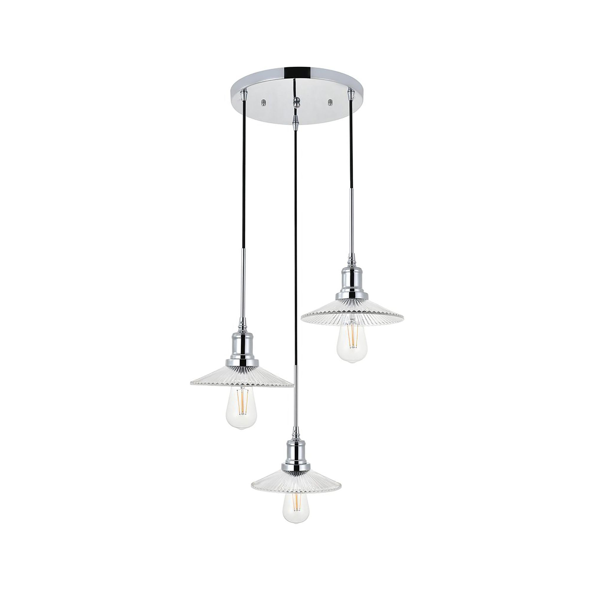 Living District Indoor Modern Home Decorative Bright Ceiling Waltz 3 Light Chrome Pendant