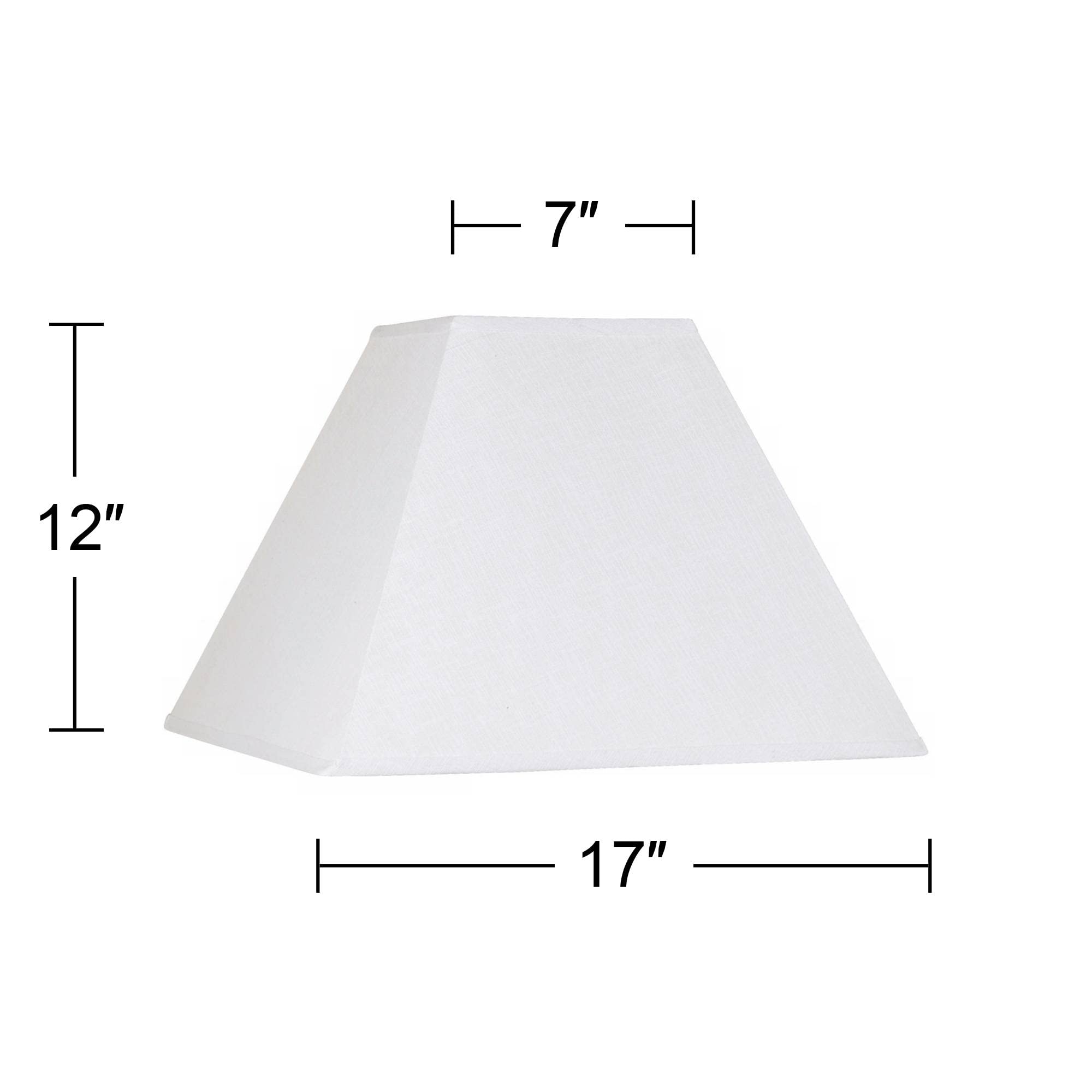 White Linen Large Square Lamp Shade 7&quot; Top X 17&quot; Bottom X 13&quot; Slant X 12&quot; High (Spider) Replacement With Harp And Finial - Springcrest