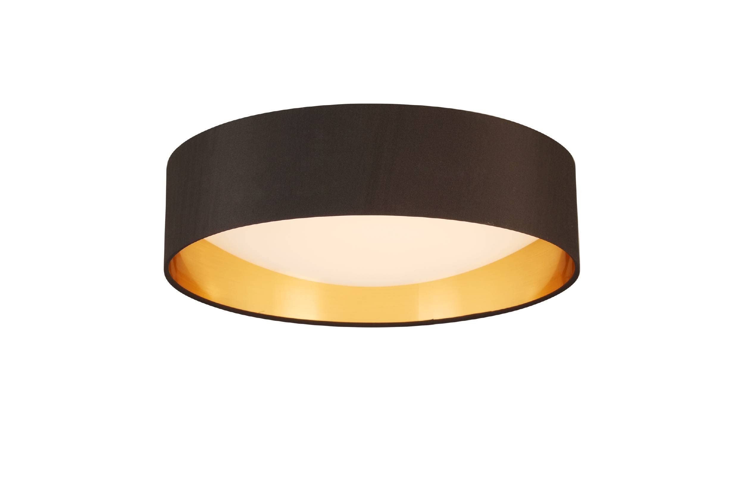 EGLO Orme 16 in. Flush Mount Ceiling LED Dimmable Light Fixture for Living Room, Bedroom, Hallway, Black/Gold