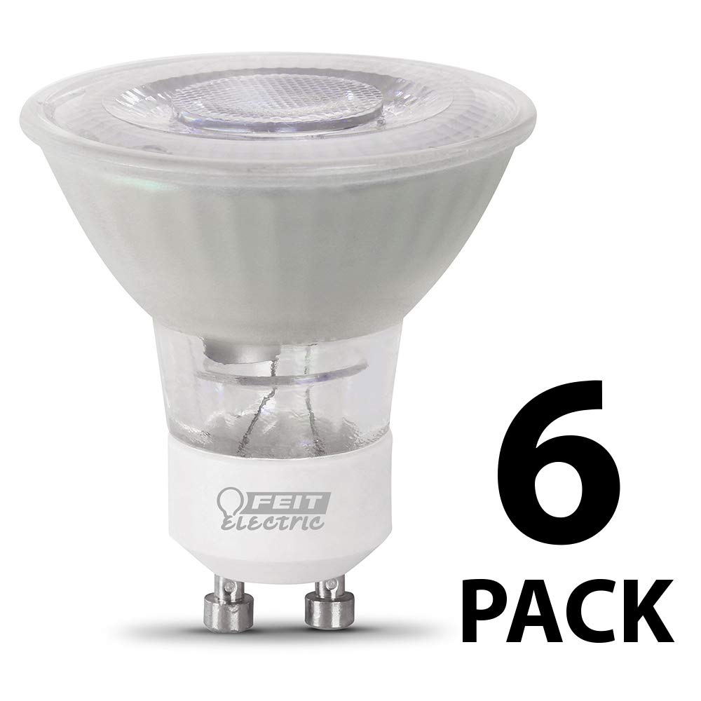 Feit Electric MR16 GU10 LED Bulbs, Dimmable, 50W Equivalent, 3000k Warm White, 6 Count, Model BPMR16IFGU500930CA/