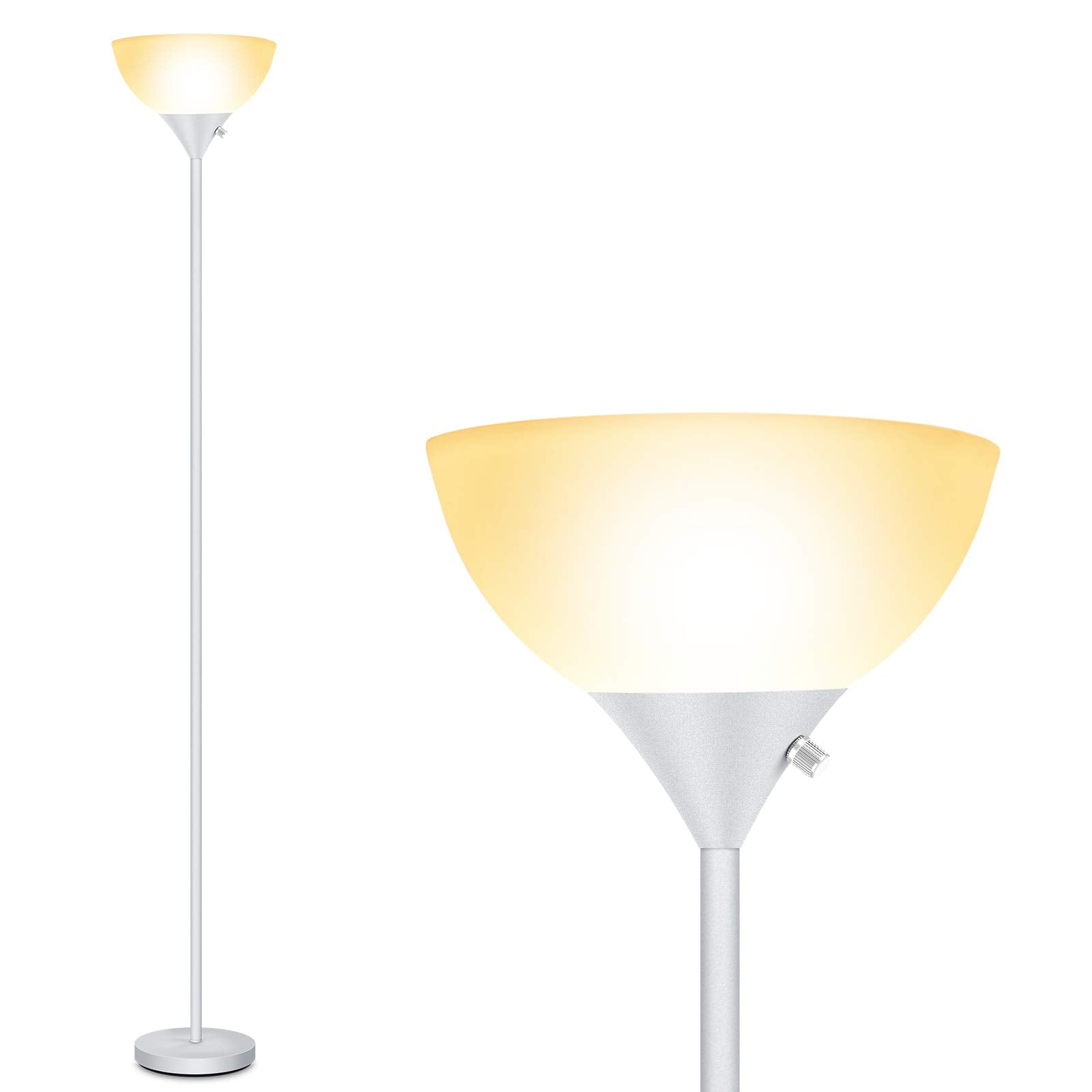 BoostArea Floor Lamp, 9W LED, Metal, Small, White, Model HD002WGB, Energy Saving, 50,000hrs Lifespan, Eye-Caring, 3000