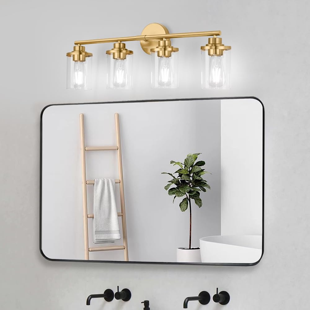 Porphyions Bathroom Light Fixtures,Vanity Lights,Gold Bathroom Lights Over Mirror,Brushed Gold Vanity Light for Bathroom,31'' Br