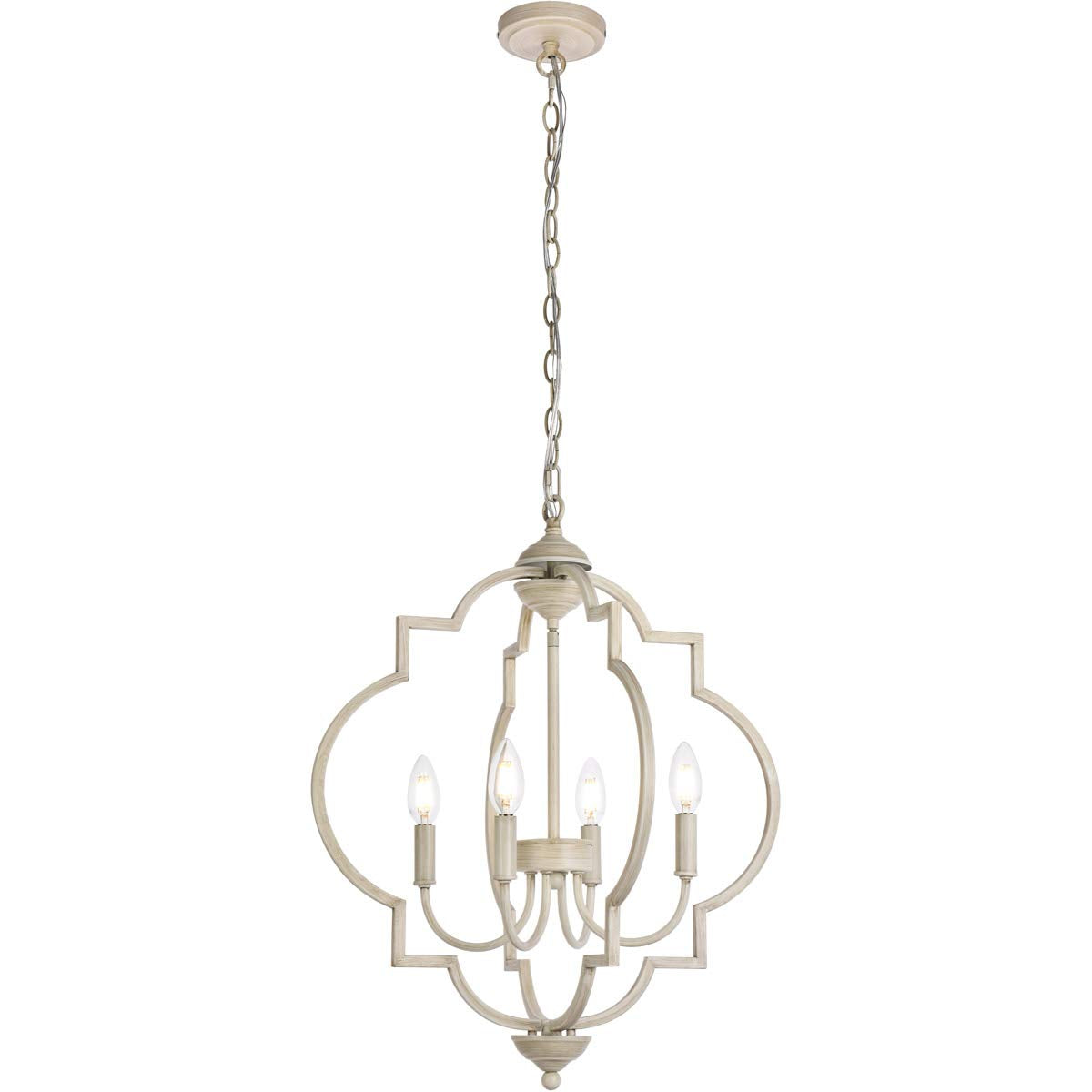 Living District Sandara 4-Light Mid-Century Metal Pendant in Weathered Dove