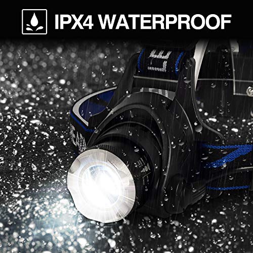Wegics Headlamp,High Lumen Usb Rechargeable Led Headlamps,Zoomable Lightweight 3 Modes Head Lamp,Adjustable Ipx4 Waterproof Head