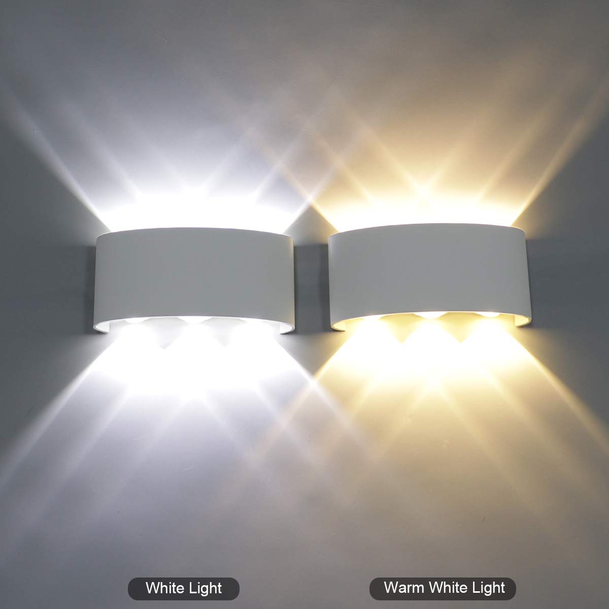 Kawell LED Wall Sconce, 6W Waterproof Up Down Aluminum Lamp, Matte White, Model 33-AU556-WT-WW, Indoor/Outdoor for Bathroom, Porch, Garden