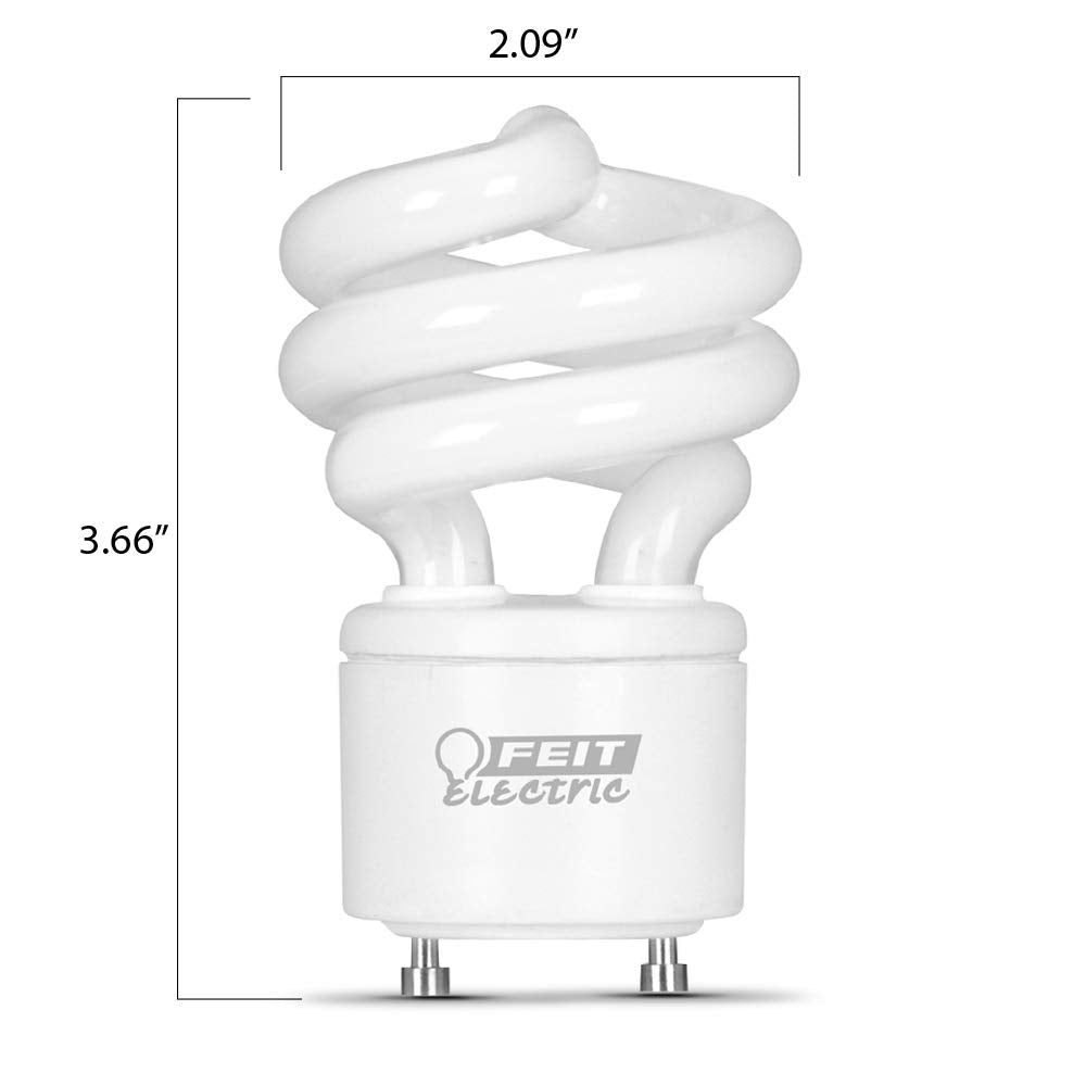 Feit Electric 60W Equivalent Cfl Twist Light Bulb On Gu24 Base, Non-Dimmable, 900 Lumens, 10K Life Hours, 4100K Cool White, 6 Pa