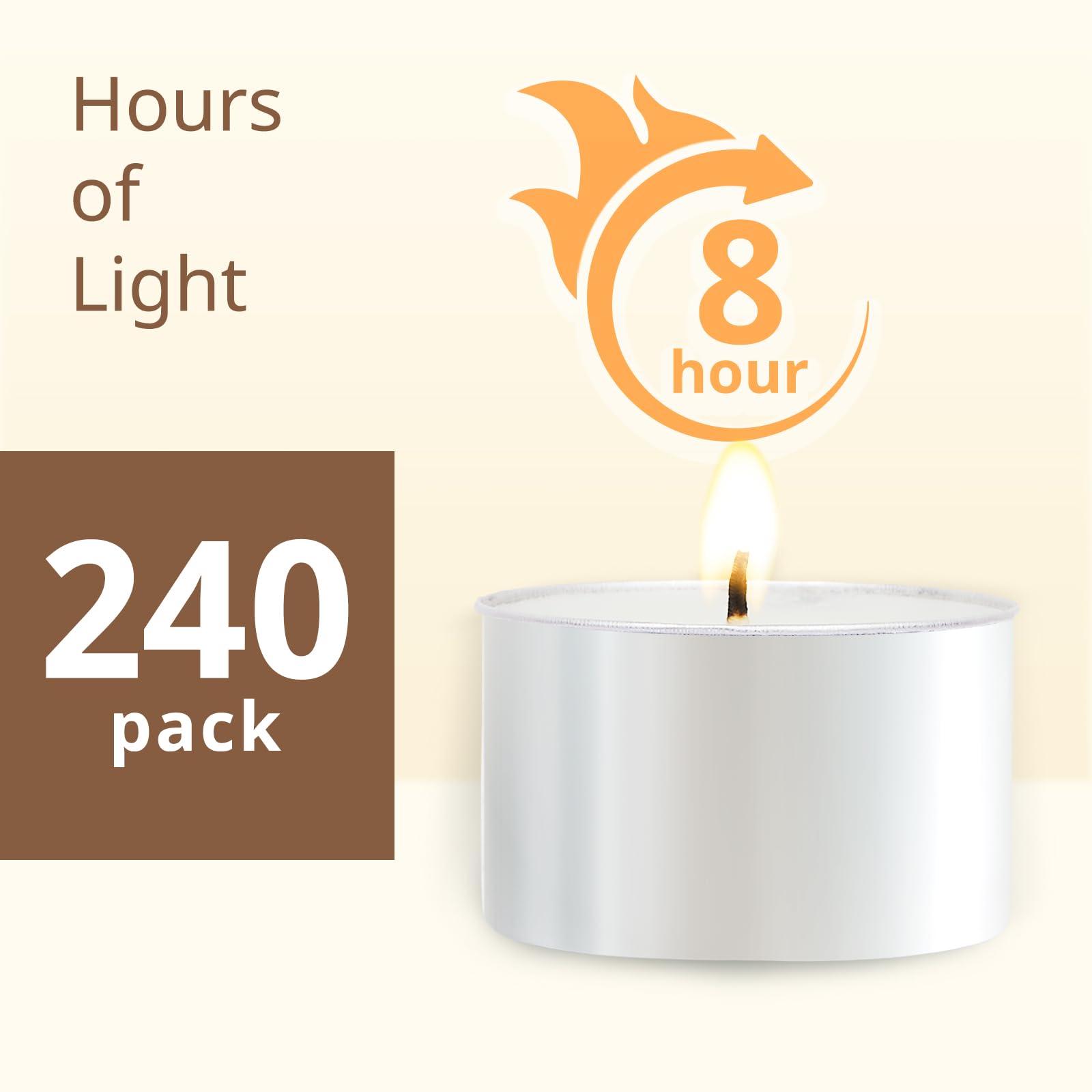 Hypmis Tea Lights Candles 240 Pack, 8 Hours Burning Long Time,White Votive Bulk, Bright Burn With Palm Wax (Non-Scented),Smokeless Tealights For Christmas,Thanksgiving,Homemory Decorative