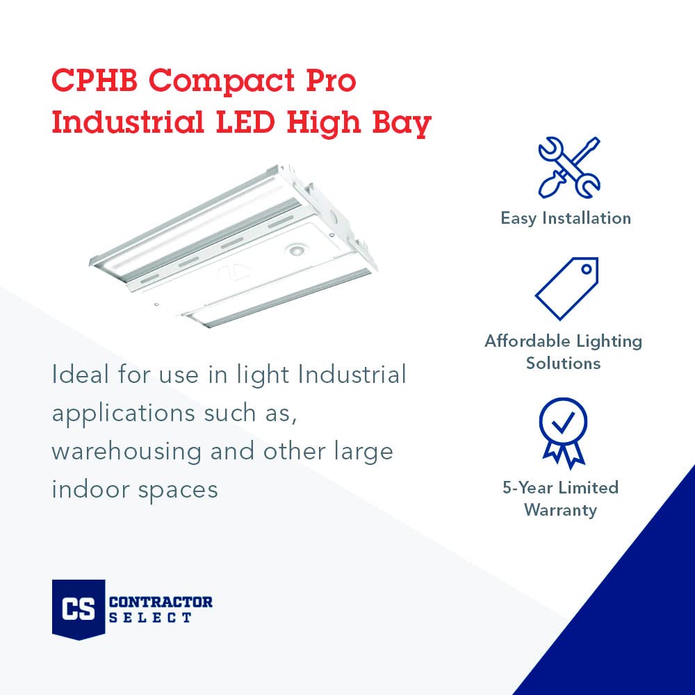 Lithonia Lighting Compact LED Bay Light, 12000 Lumens, 4000K, Model CPHB 12LM MVOLT 40K, 14.4-Inch, Aluminum