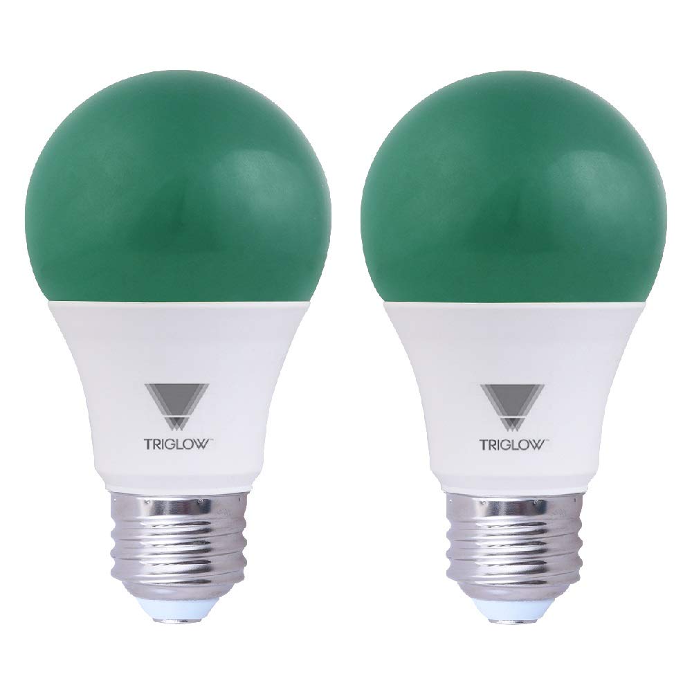 Triglow Green Led A19 Light Bulb, 9W (60W Equivalent) Green Light Bulbs 2-Pack