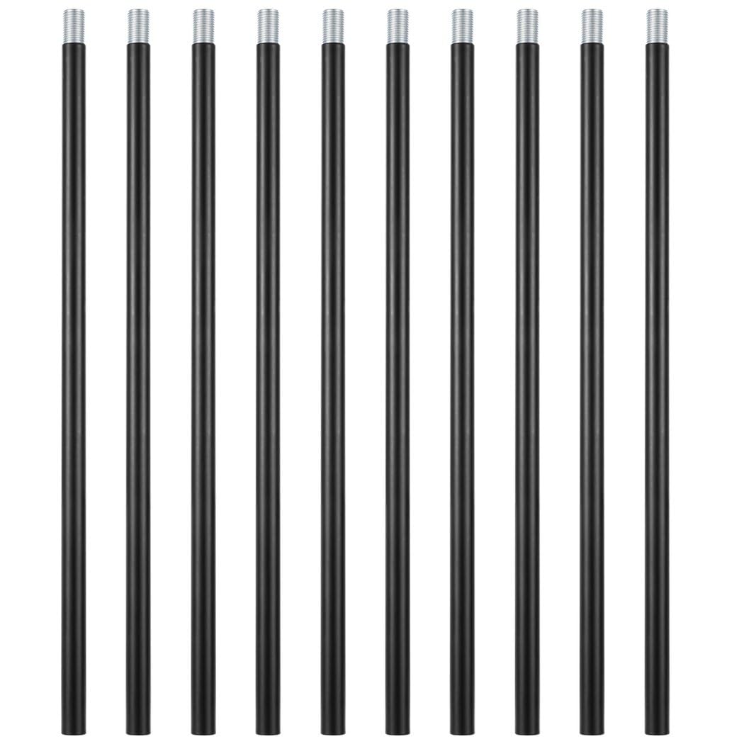 Lnrueg Threaded Extension Rods, 12 Inch, 10 PCS, Matte Black for Pendant Lights and Chandeliers