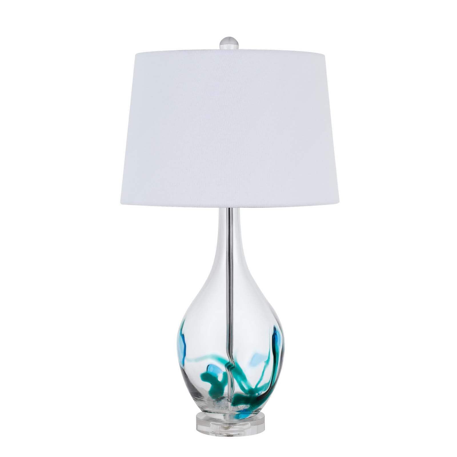 Homeroots Clear Glass Table Lamp With White Empire Shade, 27 In., Model 524783