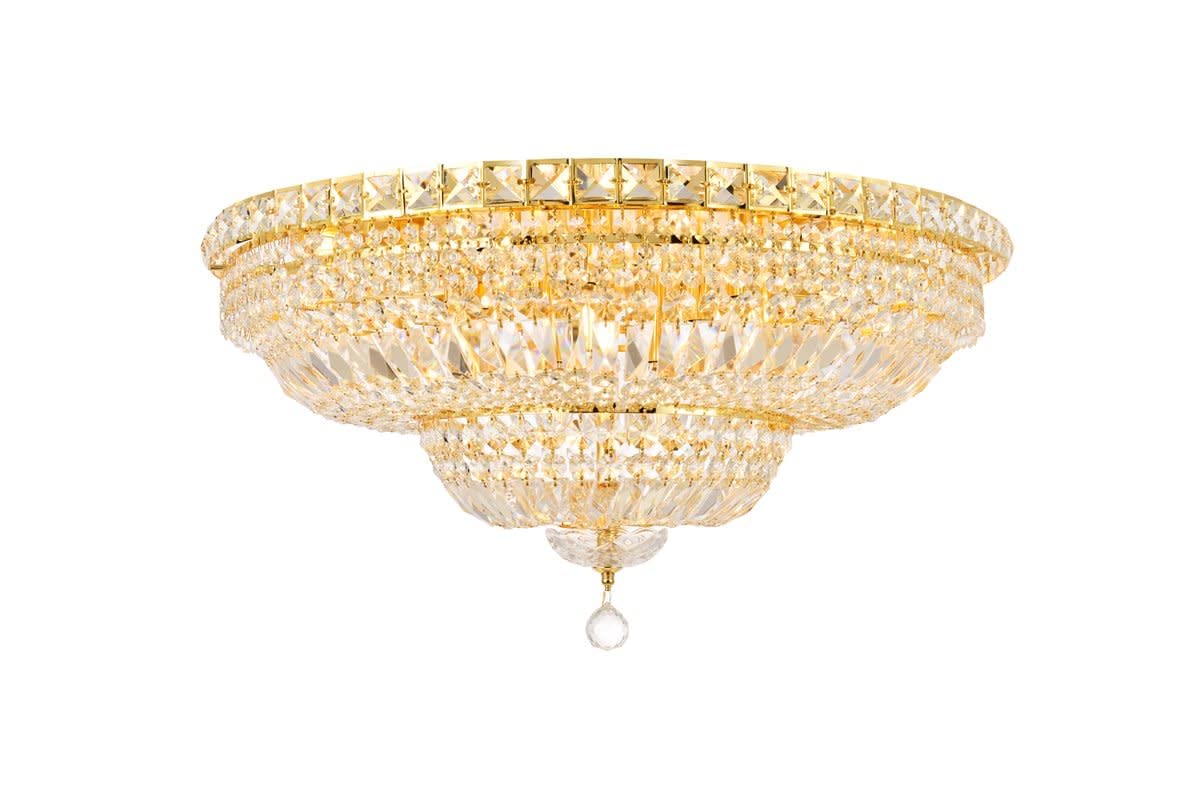 Elegant Lighting V2528F30g-Rc Tranquil 18 Light Flush Mount  Royal cut crystals - gold