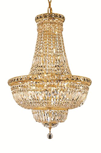 Elegant Lighting 2528D22G/RC Tranquil Collection 22-Light Hanging Fixture Royal Cut Crystals with Gold Finish