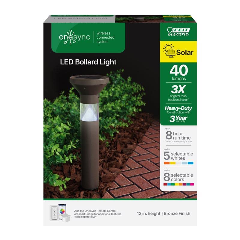 Feit Electric Solar Powered LED Bollard Light 40W, Oil Rubbed Bronze, Model 3010297, One Size