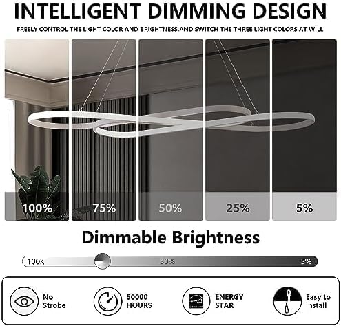 Led Pendant Lights For Kitchen Island,Modern Led Pendant Light Dining Room Chandelier Light Fixture, Dimmable Modern Led Chandelier,Adjustable Height Music Note Shape Modern Led Ceiling Light Fixture