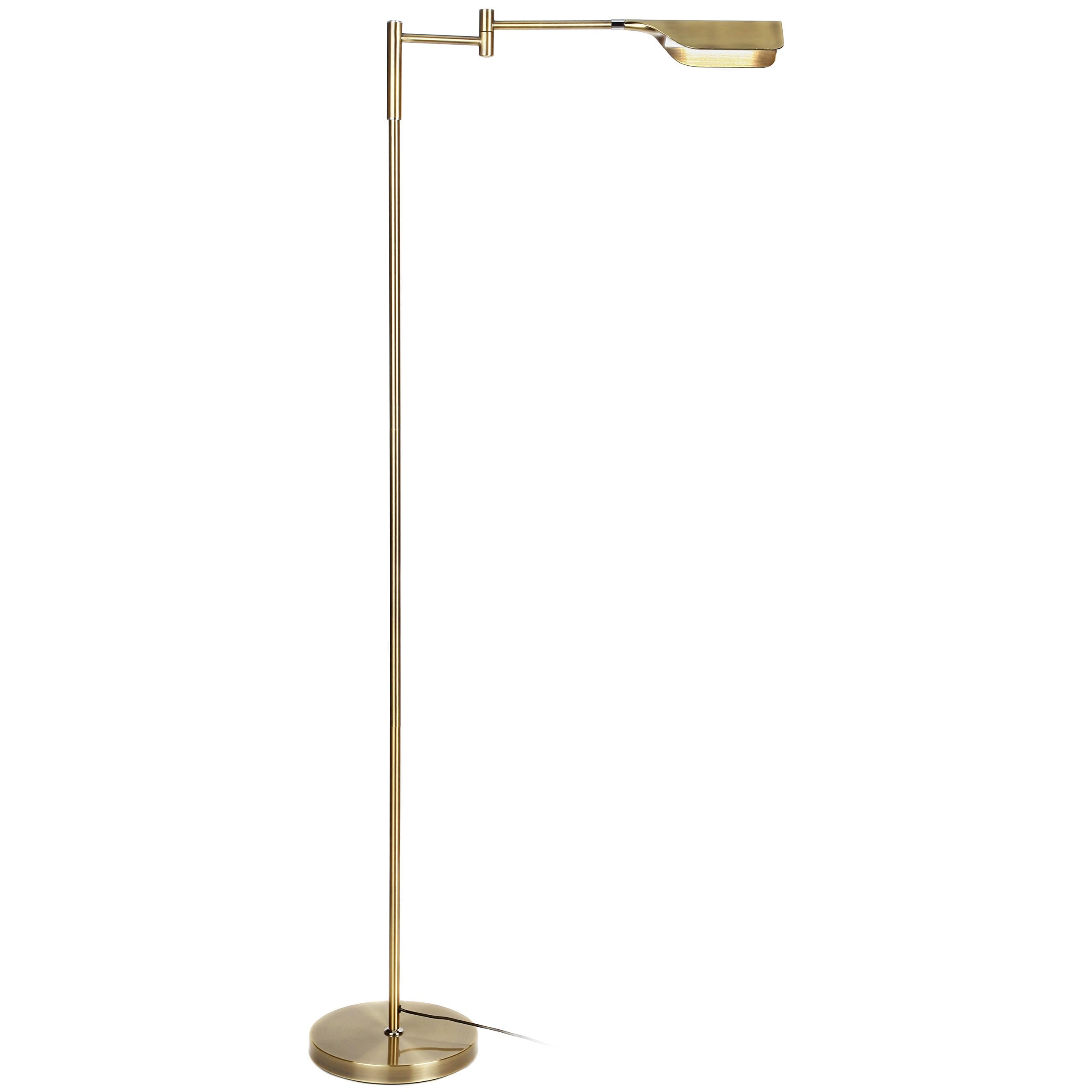 Brightech Leaf Led Reading Lamp - Dimmable Floor Lamp, Adjustable Height, Antique Brass, Perfect For Living Rooms & Offices, Model 211179Ab