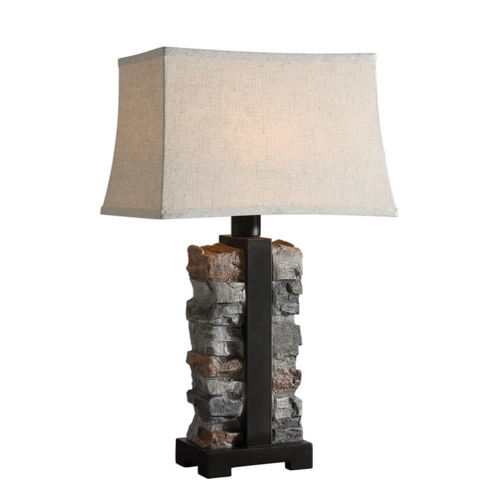 Uttermost Kodiak Table Lamp - 1 Light, Rustic Black, Concrete, 18in W x 28.5in H x 13in D, Model 27806-1