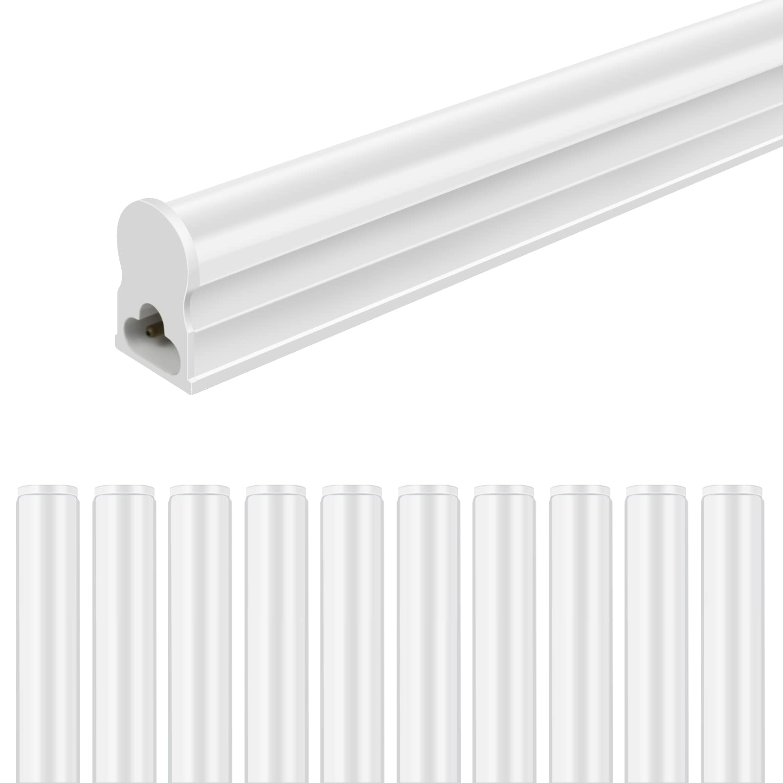 LightingWill 10 Pack LED Shop Light 3FT, Daylight White 6000~6500K, 14W, Linkable T5 Integrated Fixture, Utility LED Ceiling Lig