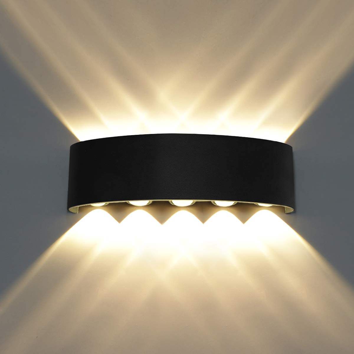 Kawell 10W LED Wall Light Sconce Up Down Aluminum Indoor Outdoor Matte Black 3000K Model 33-AU578-BK-WW