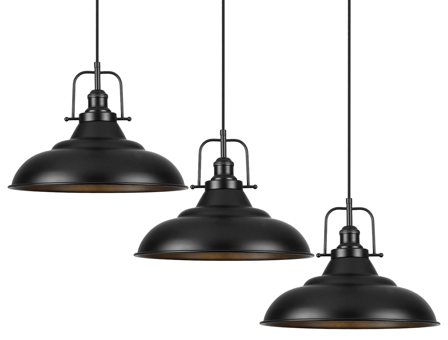 HOLOHATAL Black Pendant Light Kitchen Island,16 Inch Large Industrial Pendant Lights, Matte Black Pendant Lights, Vintage Farmho