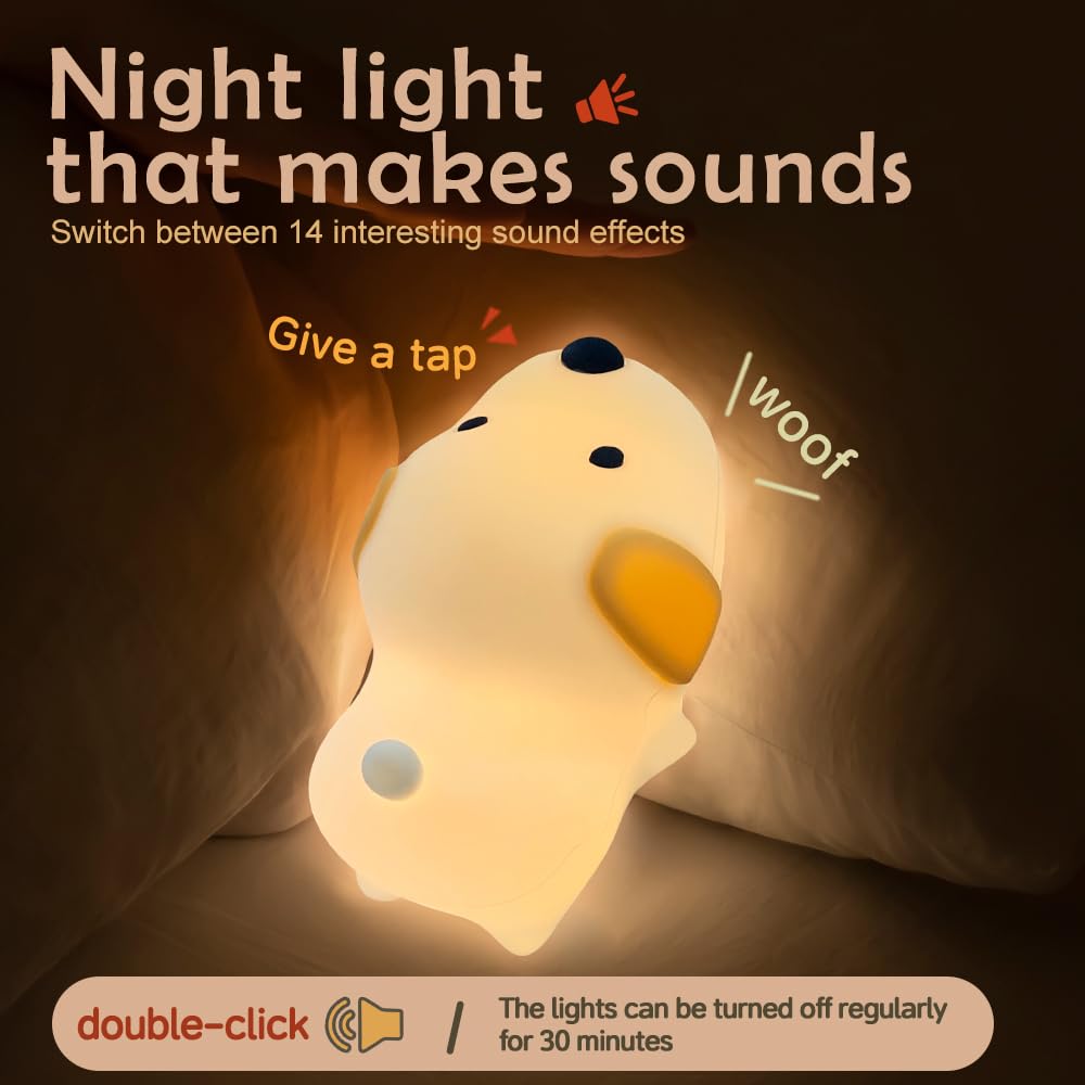 S Nmt Cute Dog Silicone Night Light For Kids Room, 7 Colors Changing Nursery Sleeping Lamp, 3 Level Brightness Beside Table Lamp