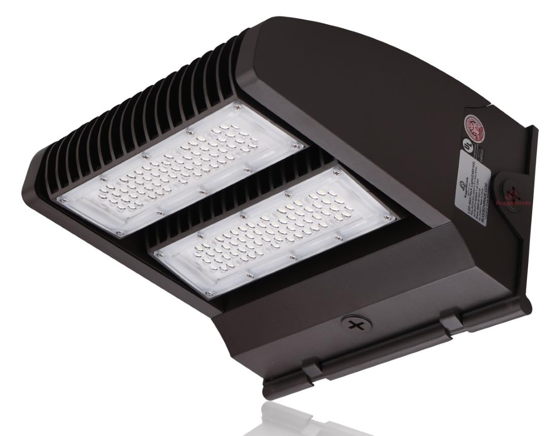 Ruggedgrade 11,100 Lumen - 80 Watt Rotate Iii Series Led Wall Pack - 5000K - High Efficiency 140 Lumen To Watt - Brown