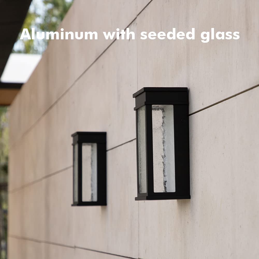 LUTEC LED Wall Light 1000 Lumen 3000K, 2 Pack Dusk to Dawn Sconce, Black, Rectangular, Indoor/Outdoor, Model amzn.gr.510