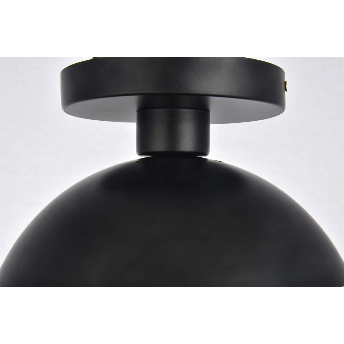 Elegant Lighting Living District Eclipse 1 Light Flush Mount, Black Metal, Frosted White Glass, Model LD6062BK
