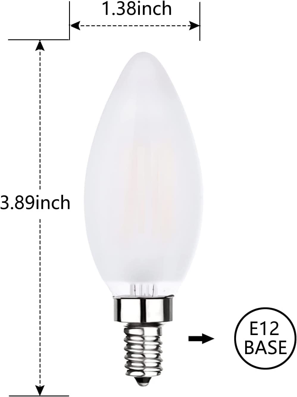 Carrybc Led Candelabra Bulb, 40W Equivalent, Dimmable, Warm White 2700K, Frosted Glass, 4W 400 Lumens, 360 Beam, 3 Pack