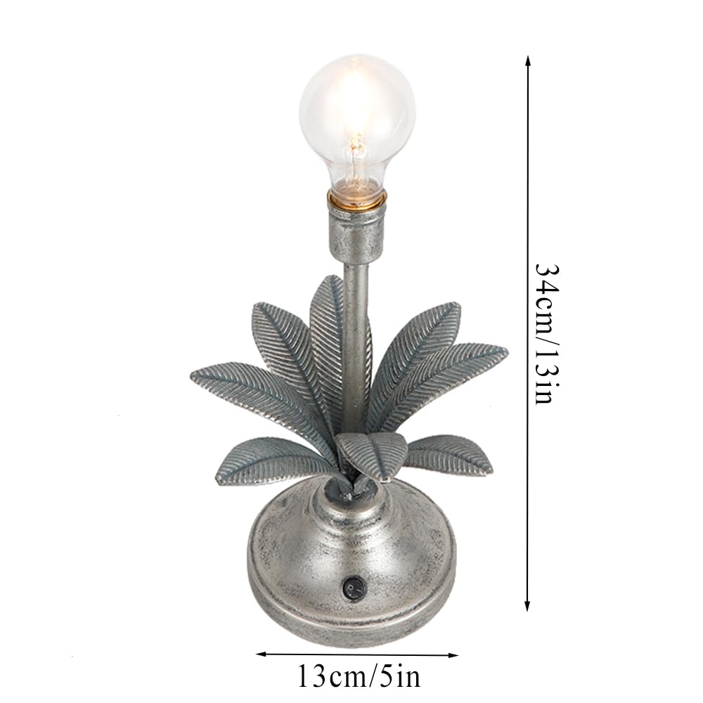 Jhy Design Battery Operated Lamp 13''H Vintage Decorative Cordless Lamp With Led Bulb Small Table Lamp For Bedroom Living Room B